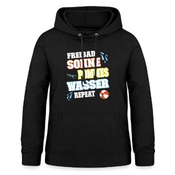 Freibad Sonne Pommes Wasser Repeat - Frauen Hoodie - Schwarz - Vorne - AI Model Female 172 light (172cm)
