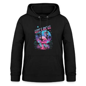 Flamingo auf Rollschuhen - Retro 80er - Frauen Hoodie - Schwarz - Vorne - AI Model Female 172 light (172cm)