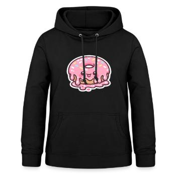Kawaii Donut mit Zuckerguss - Frauen Hoodie - Schwarz - Vorne - AI Model Female 172 light (172cm)