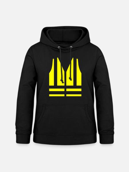 Gelbe Sicherheitsweste - Frauen Hoodie - Schwarz