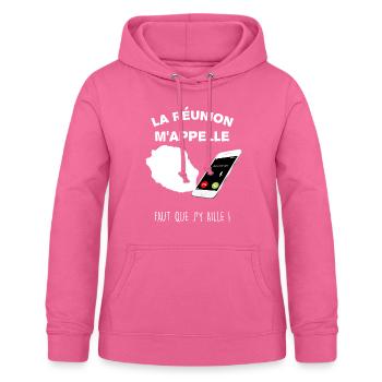 L'Appel De La Réunion Mon Pays - Sweat à capuche Femme - rose - Devant - AI Model Female 172 light (172cm)