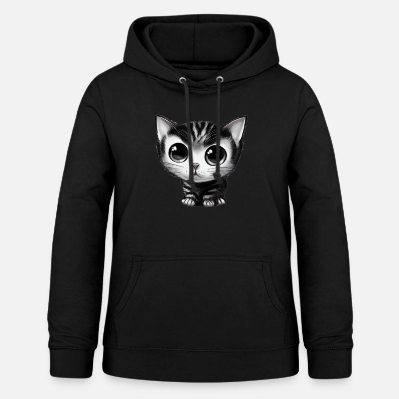 tiny cat drawn - Women's Hoodie - black