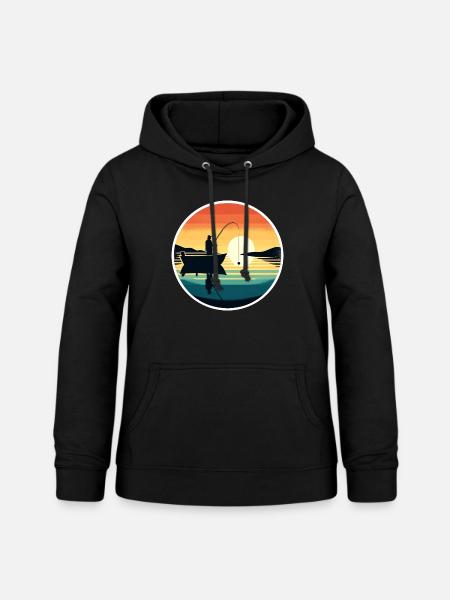 Angler Retro - Frauen Hoodie - Schwarz