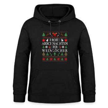 Frohe Arschnachten Ihr Weinlöcher X-Mas Geschenk - Frauen Hoodie - Schwarz - Vorne - AI Model Female 172 light (172cm)