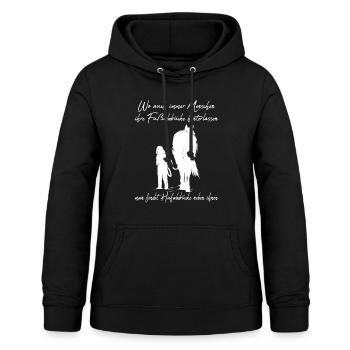 Pferd und Reiter laufen zusammen Reitersprüche - Frauen Hoodie - Schwarz - Vorne - AI Model Female 172 light (172cm)
