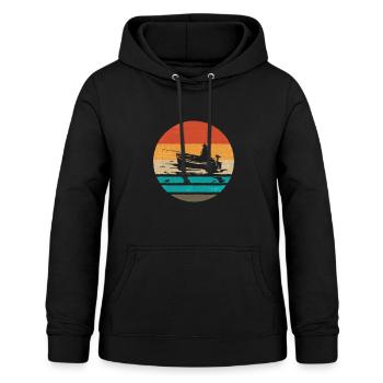 Retro pêcheur - pêcheur sportif et pêcheur amateur - Sweat à capuche Femme - noir - Devant - AI Model Female 172 light (172cm)