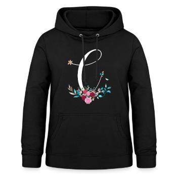 Prénom en C, initiale C, idée cadeau personnalisé - Sweat à capuche Femme - noir - Devant - AI Model Female 172 light (172cm)