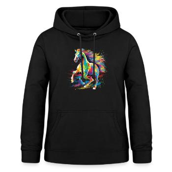Beau village de chevaux enfants cavalier équestre - Sweat à capuche Femme - noir - Devant - AI Model Female 172 light (172cm)