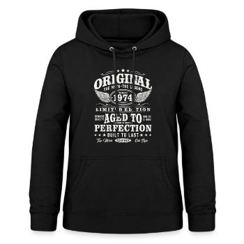 Original 1974 Vintage Vintage Rétro Anniversaire - Sweat à capuche Femme - noir - Devant - AI Model Female 172 light (172cm)