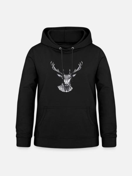 Hirsch - Frauen Hoodie - Schwarz