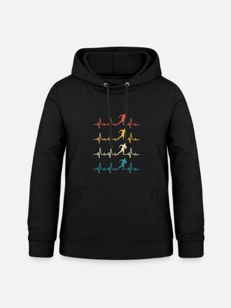 Rugby, Herzschlag, Retro-Rugby - Frauen Hoodie - Schwarz