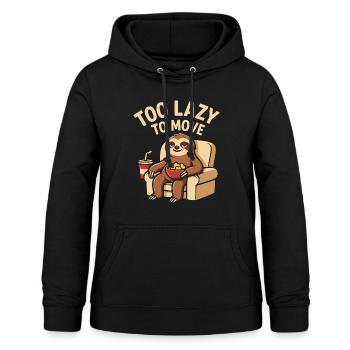 Sloth with popcorn in armchair - Women's Hoodie - black - Front - AI Model Female 172 light (172cm)