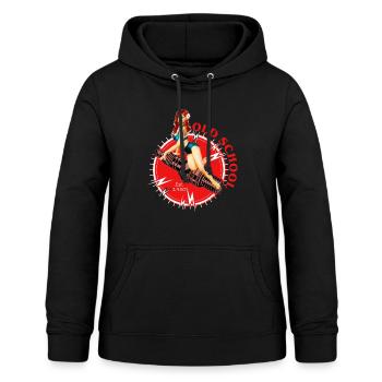 Old school Pin Up - Sweat à capuche Femme - noir - Devant - AI Model Female 172 light (172cm)