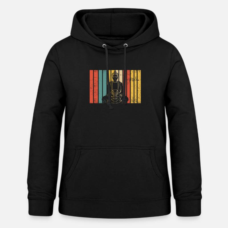 Rétro Bouddha bouddhiste bouddhiste vintage bouddhiste - Sweat à capuche Femme - noir