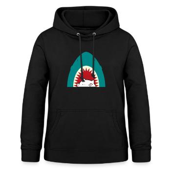 Chat mangeur de requins - Sweat à capuche Femme - noir - Devant - AI Model Female 172 light (172cm)