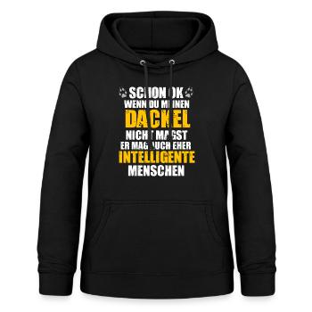 Dackel Spruch - Frauen Hoodie - Schwarz - Vorne - AI Model Female 172 light (172cm)