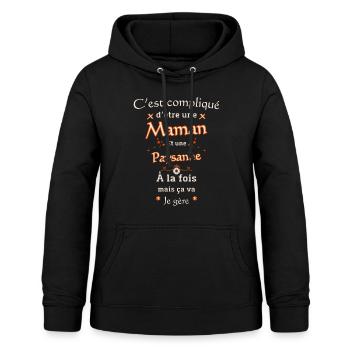 Maman et Paysanne - Sweat à capuche Femme - noir - Devant - AI Model Female 172 light (172cm)