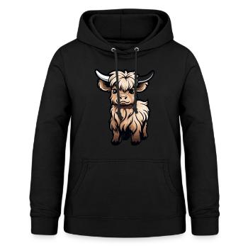 Schottisches Hochlandrind Highland Cattle - Frauen Hoodie - Schwarz - Vorne - AI Model Female 172 light (172cm)