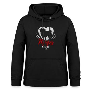 Mops-Liebe-Silhouette - Frauen Hoodie - Schwarz - Vorne - AI Model Female 172 light (172cm)