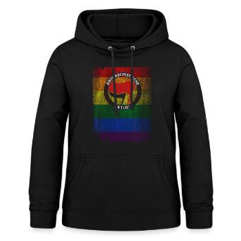 ANTIFASCHISTISCHE AKTION GEGEN FASCHISMUS - Frauen Hoodie - Schwarz - Vorne - AI Model Female 172 light (172cm)
