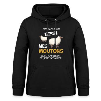 Berger, métier éleveur citation humour moutons - Sweat à capuche Femme - noir - Devant - AI Model Female 172 light (172cm)