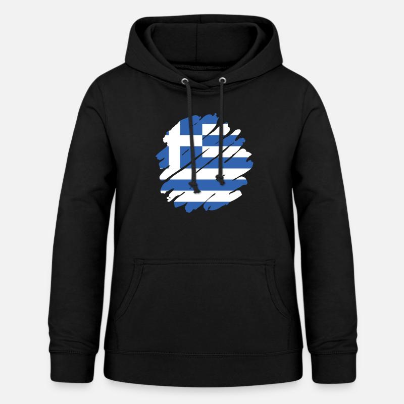 Grèce Drapeau Hellas Athènes Drapeau grec - Sweat à capuche Femme - noir