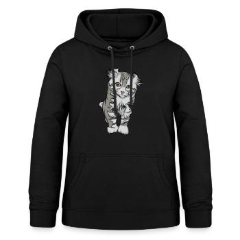 Dame aux chats - Sweat à capuche Femme - noir - Devant - AI Model Female 172 light (172cm)