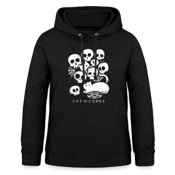 Katze-Kämme - Frauen Hoodie - Schwarz - Vorne - AI Model Female 172 light (172cm)