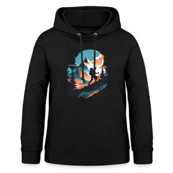 Berge Wandern - Frauen Hoodie - Schwarz - Vorne - AI Model Female 172 light (172cm)