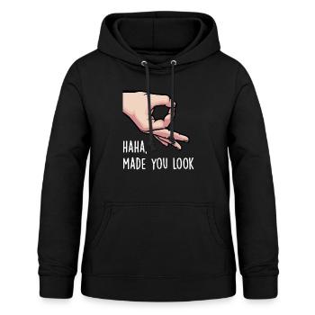 Funny Haha Made You Look Chemise de jeu de doigts - Sweat à capuche Femme - noir - Devant - AI Model Female 172 light (172cm)