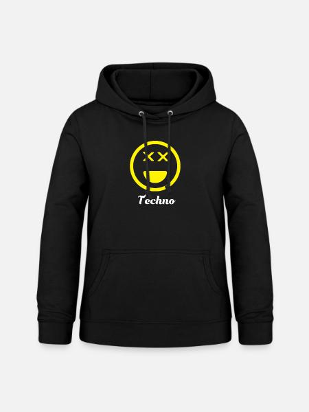 Techno Music Logo Smiley - Cadeau - Sweat à capuche Femme - noir