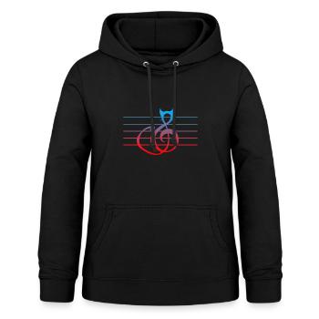 Notenschlüssel Katze Geschenkidee - Frauen Hoodie - Schwarz - Vorne - AI Model Female 172 light (172cm)