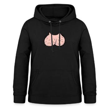 Tête de pénis scrotum tissu doux cadeau drôle - Sweat à capuche Femme - noir - Devant - AI Model Female 172 light (172cm)