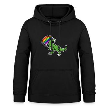 Lustig T-Rex Gay Pride Flagge Dinosaurier Schwul - Frauen Hoodie - Schwarz - Vorne - AI Model Female 172 light (172cm)
