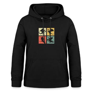 Drache - Frauen Hoodie - Schwarz - Vorne - AI Model Female 172 light (172cm)