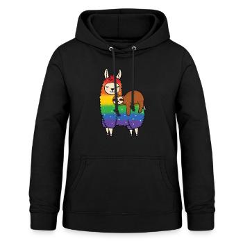 La paresse monte sur le lama - Sweat à capuche Femme - noir - Devant - AI Model Female 172 light (172cm)