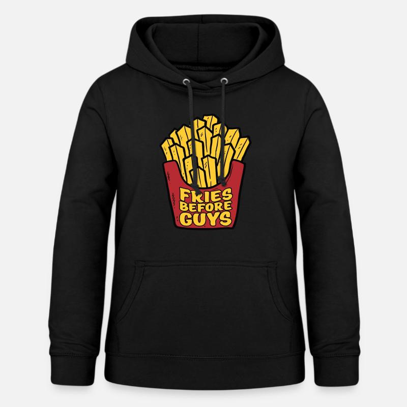 Frites devant les mecs - Sweat à capuche Femme - noir