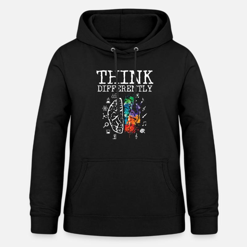 PENSEZ DIFFEREMMENT - Neurodiversity Art Creative - Sweat à capuche Femme - noir