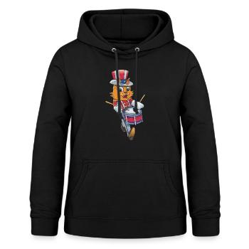 Schlagzeuger Cat 4. Juli - Frauen Hoodie - Schwarz - Vorne - AI Model Female 172 light (172cm)
