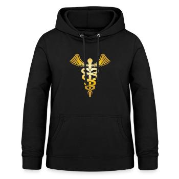 Gold Caduceus Medical Symbol Doctor Nurse - Frauen Hoodie - Schwarz - Vorne - AI Model Female 172 light (172cm)