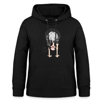 oiseau drôle, autruche, énonciations drôles, animaux - Sweat à capuche Femme - noir - Devant - AI Model Female 172 light (172cm)
