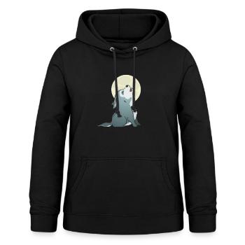 Cute Wolf Pup - Howling Baby Dog Puppy - Women's Hoodie - black - Front - AI Model Female 172 light (172cm)