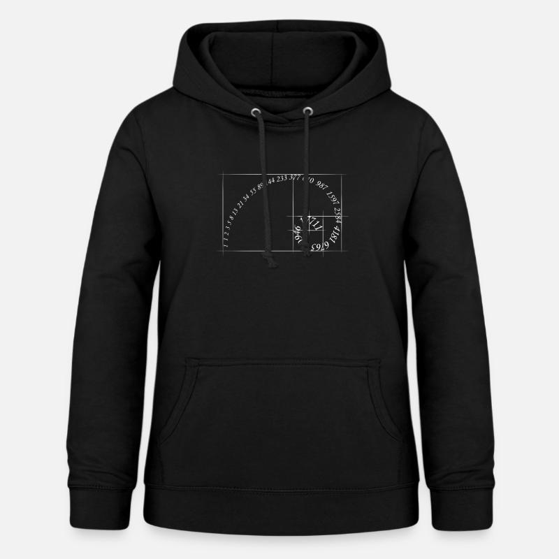 Fibonacci sequence golden ratio spiral geometry - Women's Hoodie - black