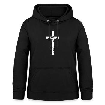 Jesus Cross Christian Faith Church Religion Gave - Dame hoodie - sort - Foran - AI Model Female 172 light (172cm)