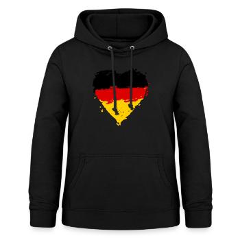 Deutschland Flagge Herz - Frauen Hoodie - Schwarz - Vorne - AI Model Female 172 light (172cm)