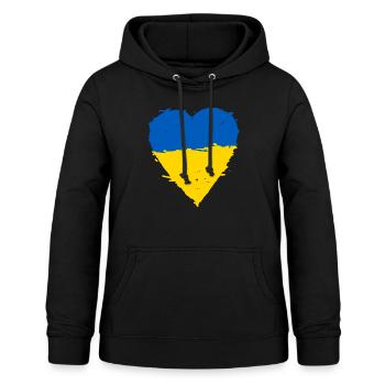 Coeur drapeau Ukraine - Sweat à capuche Femme - noir - Devant - AI Model Female 172 light (172cm)