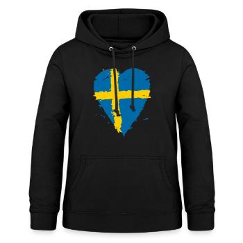 Coeur drapeau Suède - Sweat à capuche Femme - noir - Devant - AI Model Female 172 light (172cm)