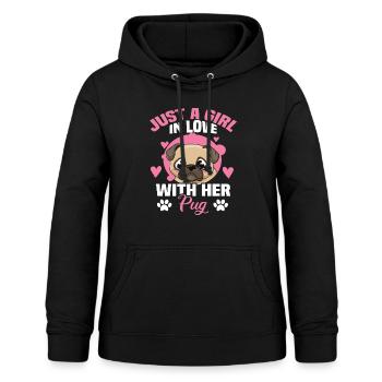 Just a girl in love with her pug Mops Hunderasse - Frauen Hoodie - Schwarz - Vorne - AI Model Female 172 light (172cm)