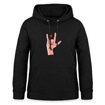 Langue des signes Langue des signes Langue des signes - Sweat à capuche Femme - noir - Devant - AI Model Female 172 light (172cm)