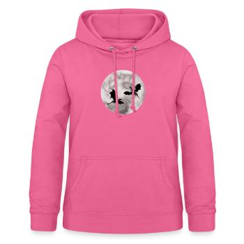 "Moon Dragon" Illustrated Graphic Design - Women's Hoodie - pink - Front - AI Model Female 172 light (172cm)
